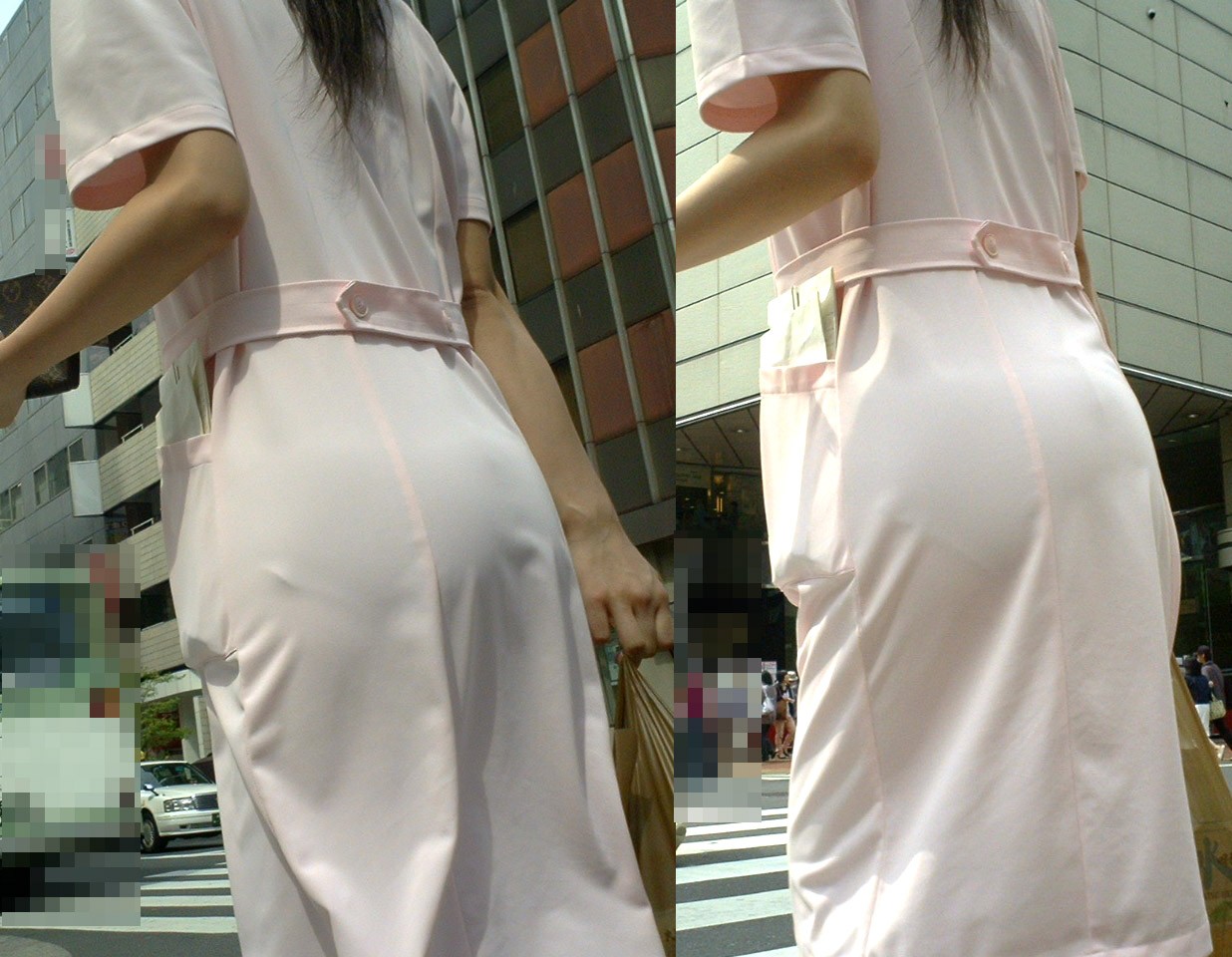 白衣やナース服からパン線透けパン透けブラしまくりな看護師さんを街撮りした素人エロ画像04